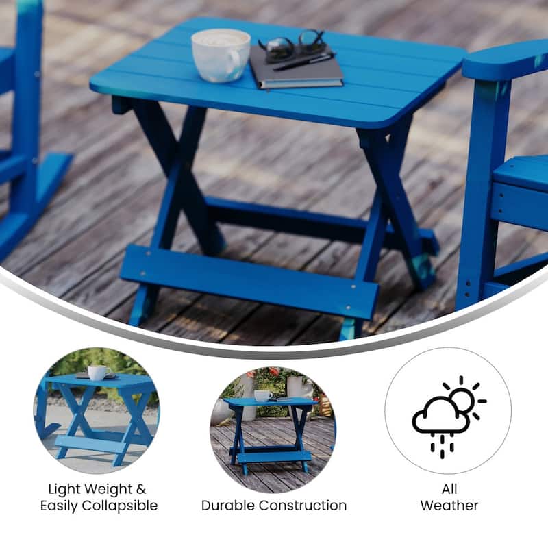 Commercial Grade All-Weather Portable Folding Adirondack Side Table