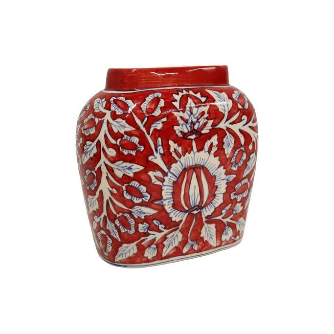Home&Manor Ceramic Large Red Vase