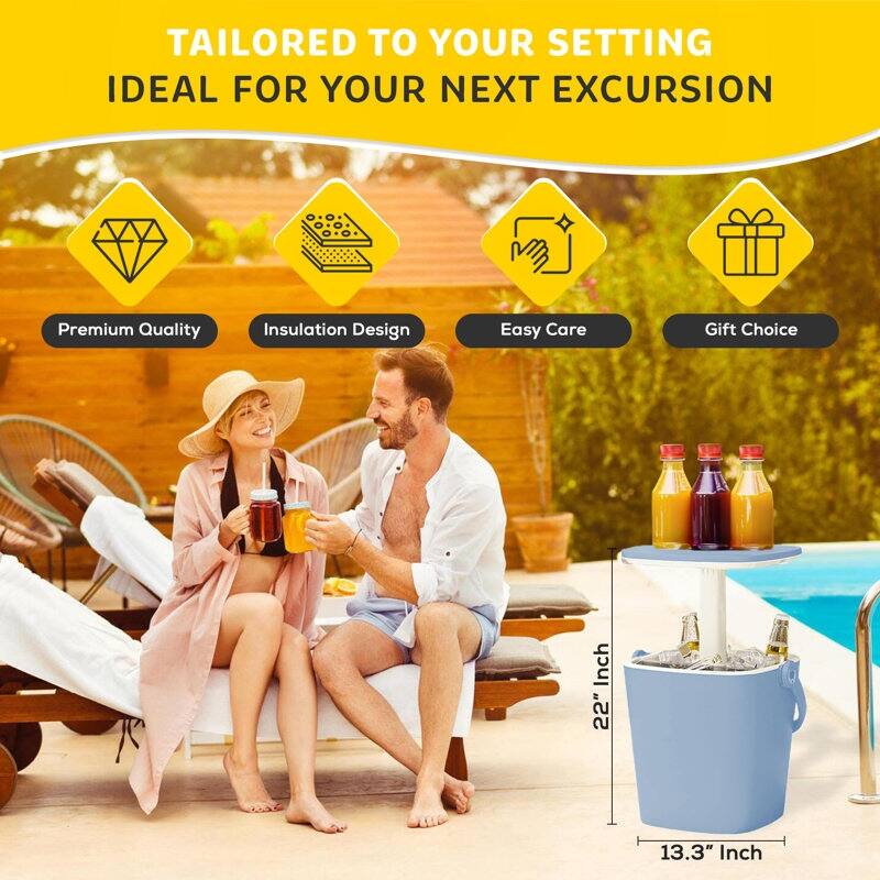 Outdoor Ice Bucket Side Table Retractable