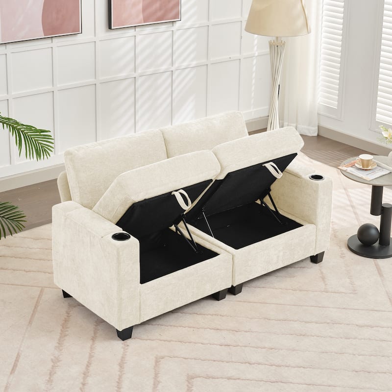Chenille Sectional Sofa, Hidden Storage & Modular Design