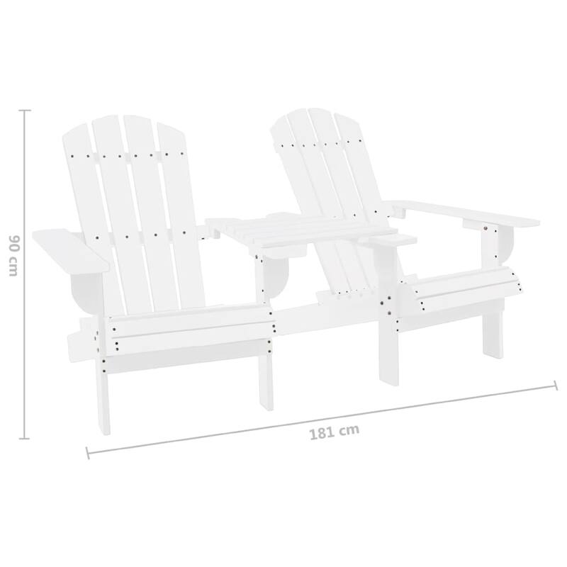 Adirondack Garden Chair, White Solid Fir Wood Frame, Slatted Panels
