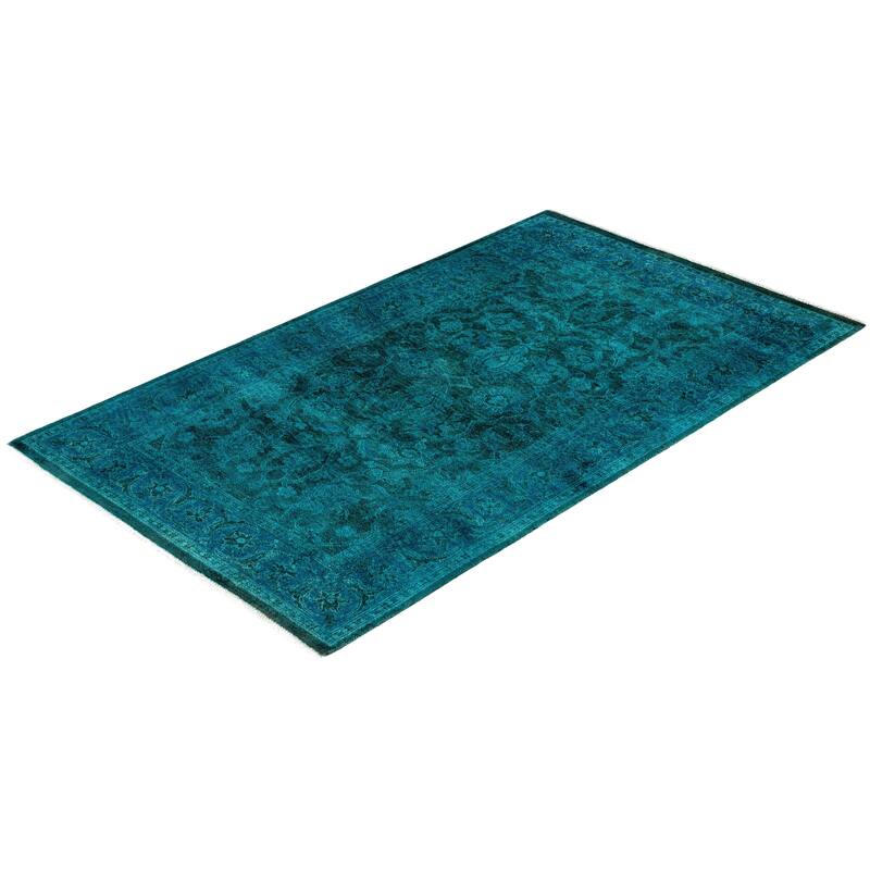 Overdyed One-of-a-Kind Hand-Knotted Area Rug - Green - 3' 1" x 5' 2"
