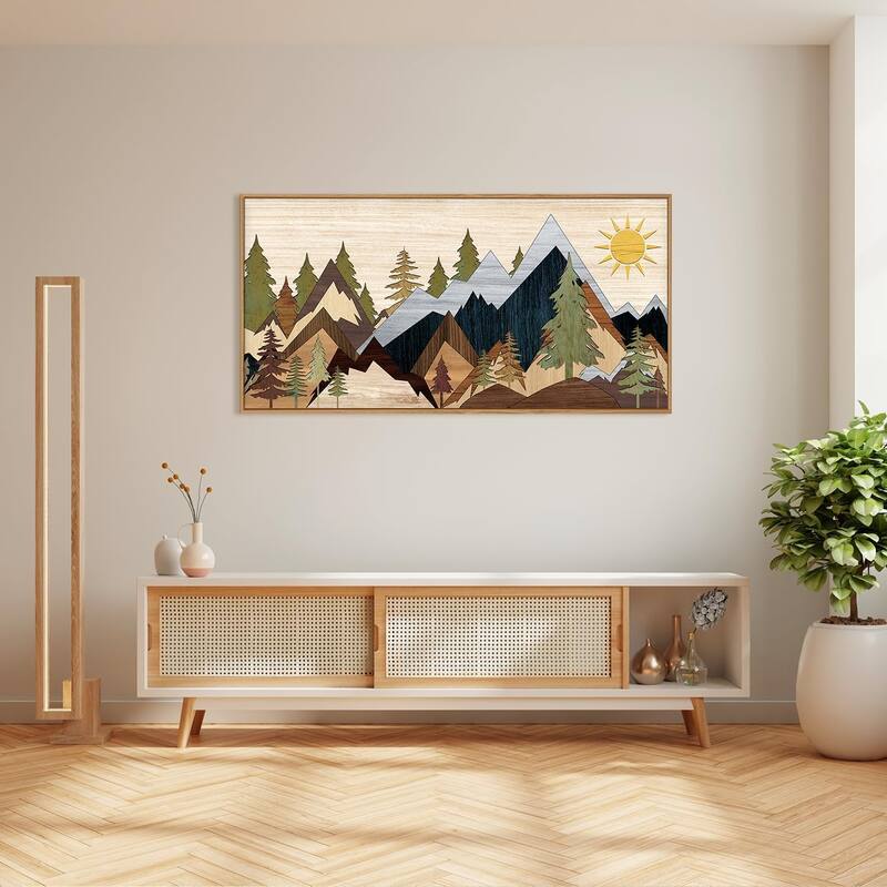 Nature Wilderness Illustration Wall Decor, Woodcut Forest