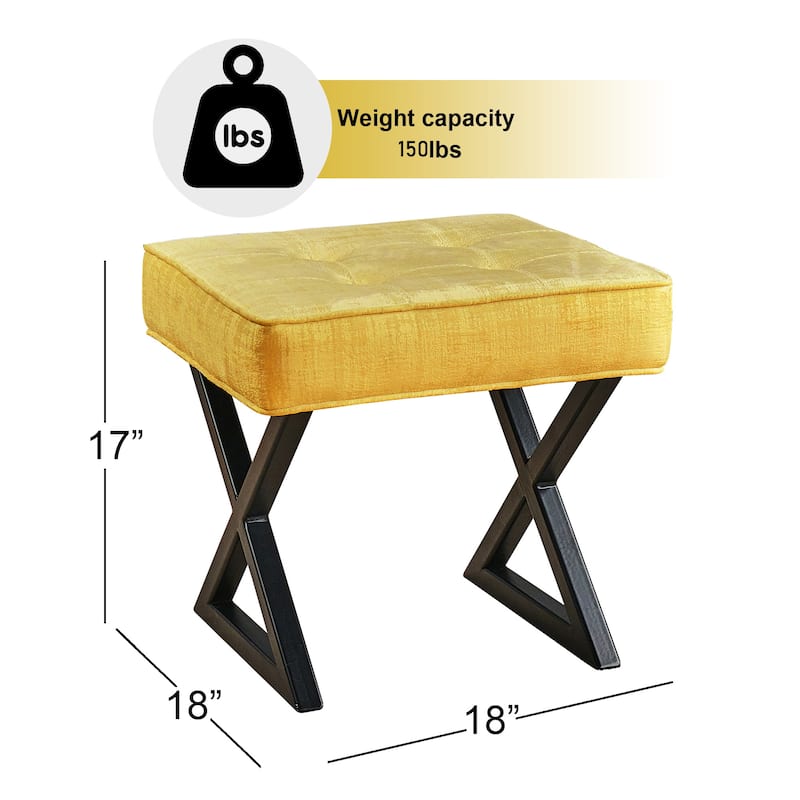 Textured Velvet Ottoman Vanity Stool 18"X18"X17"