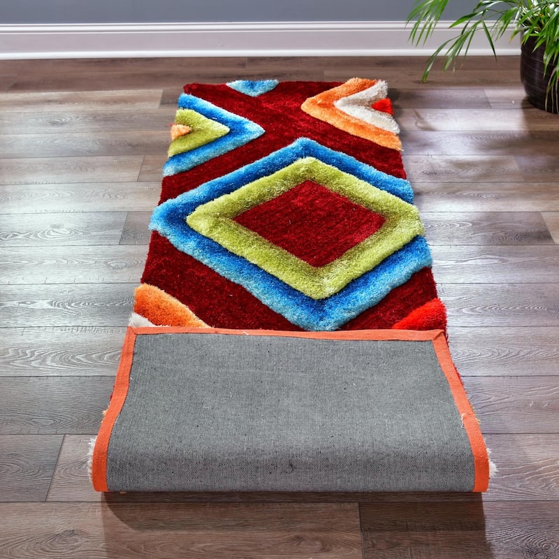 Mateos Shag Collection Multicolor Abstract Area Rug