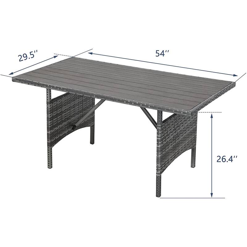 AECOJOY Outdoor Rectangle Wicker Dining Table