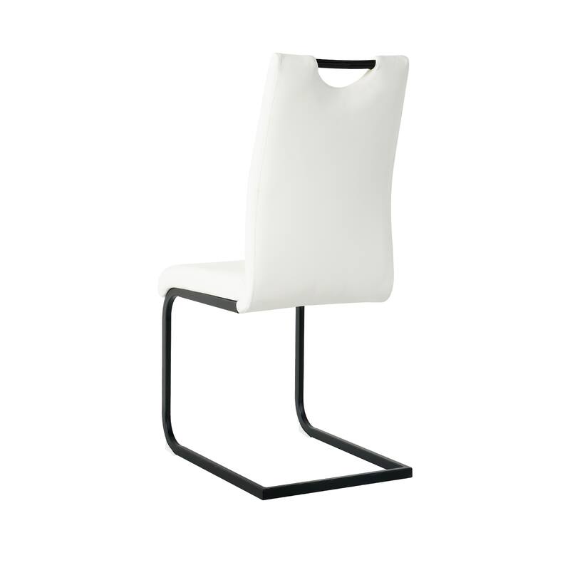 Modern Charcoal PU dining chair living room chair upholstered chair, metal chair leg design (Set of 4)