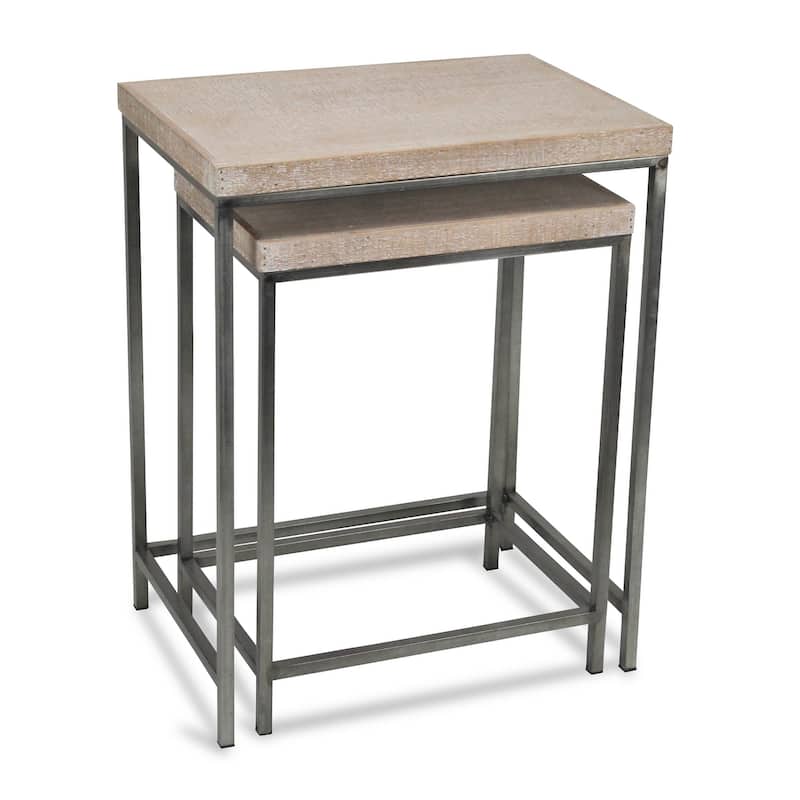 Set of 2 White and Black Rectangular Nesting Tables 24.25"