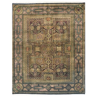 Agra hand-knotted New Zealand Wool Green Area Rug - 10' Round - Bed ...