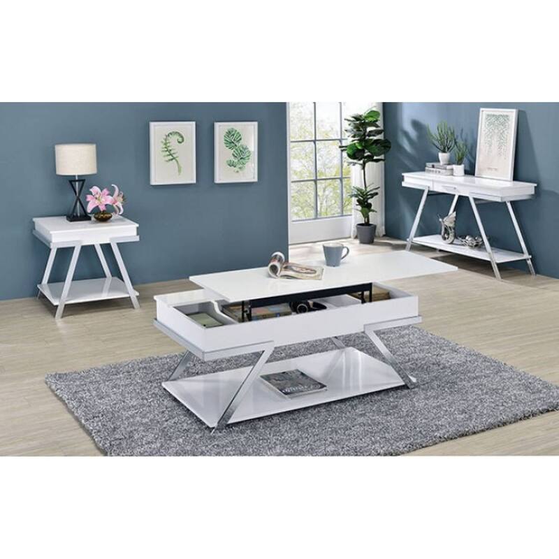 Contemporary Style 1pc End Table High Gloss Finish Chrome Frame Gorgeous Living Room Furniture