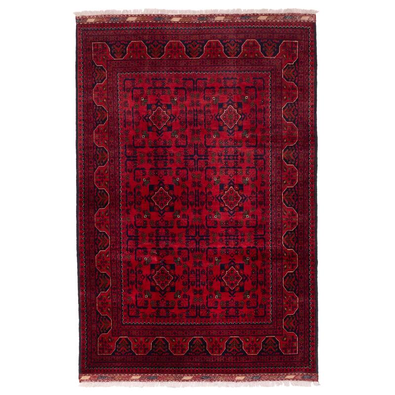 ECARPETGALLERY Hand-knotted Finest Khal Mohammadi Red Wool Rug - 4'2 x 6'5