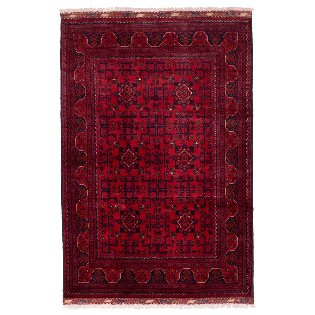 ECARPETGALLERY Hand-knotted Finest Khal Mohammadi Red Wool Rug - 4'2 x 6'5