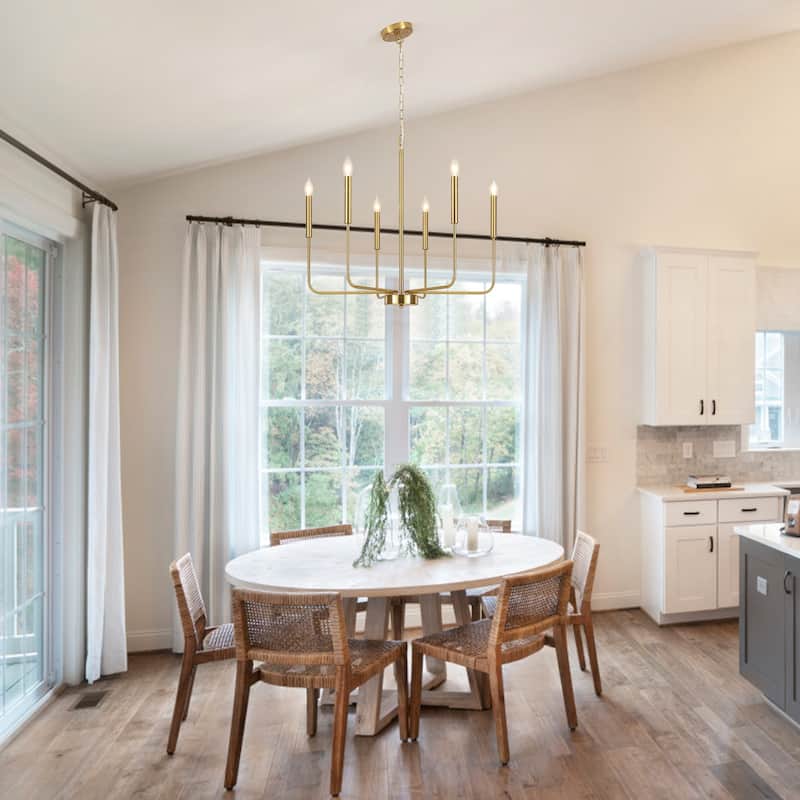 6-Light W26.18" x H66.92" Candle Chandelier for Living Room Kitchen Island