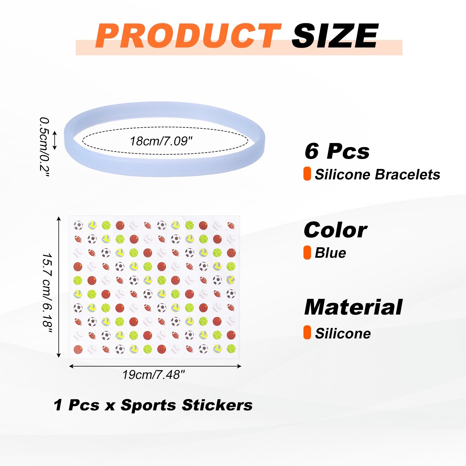 Glow in the Dark Silicone Bracelets, Neon Rubber Wristbands Blank Bracelets with Sports Stickers for Basketball