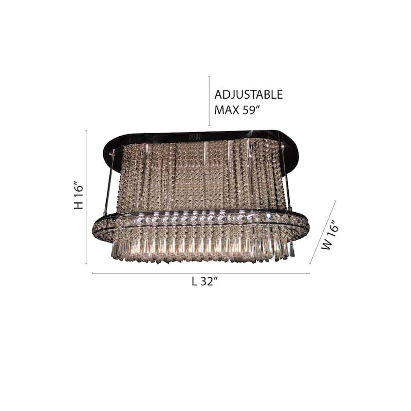 31-Light Chrome Chandelier With Clear Crystals