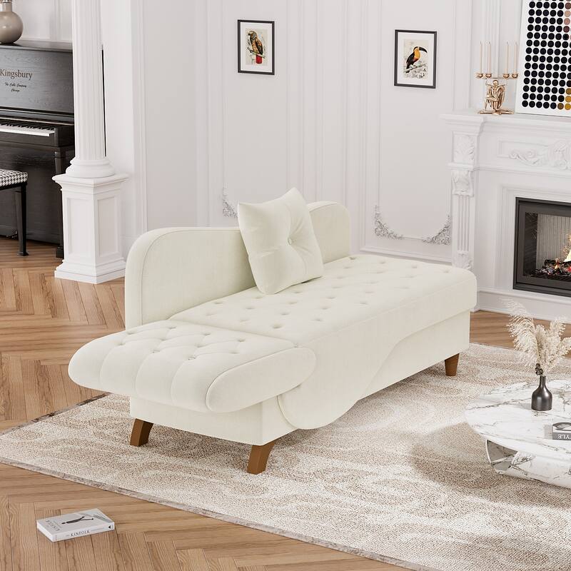 Ouyessir Upholstered Storage Chaise Lounge Chair with Left Armrest & Lumbar Pillow