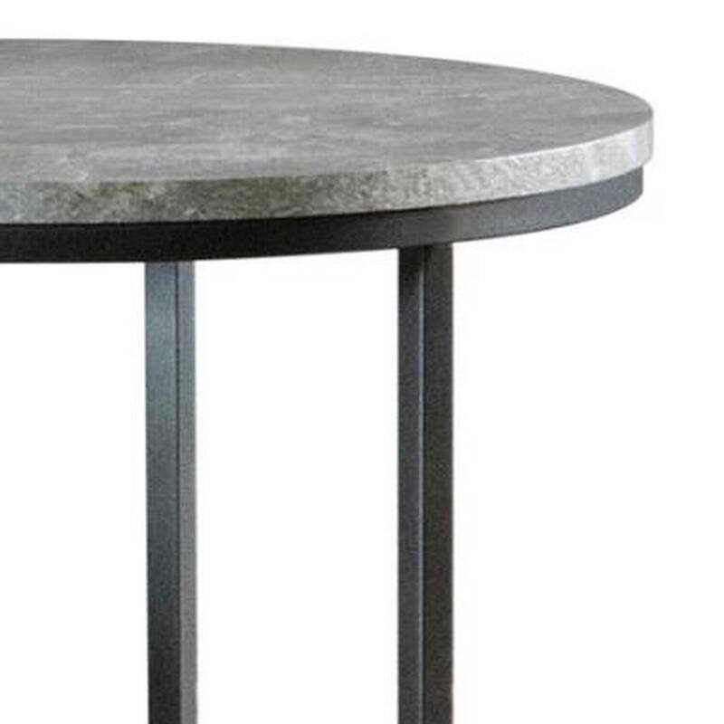 23.12 in. Black Round Faux Marble End Table, Sturdy Build End Side Table for Living Rooms