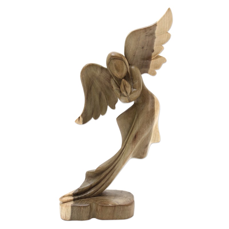 Novica Handmade Angels Blessing Wood Sculpture