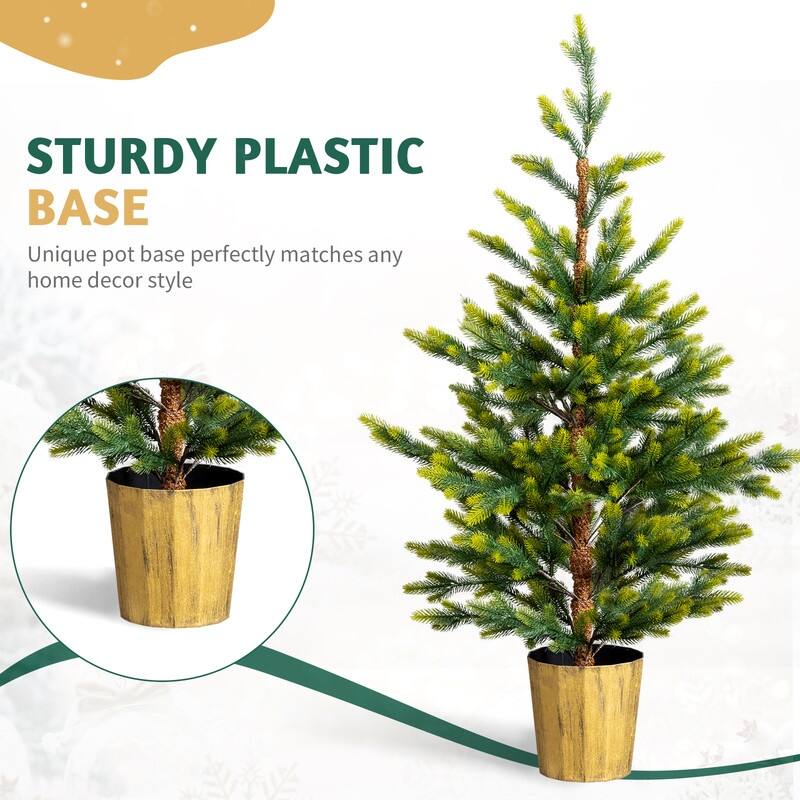 2 Pack 4 FT Dual Tone Artificial Christmas Tree with Pot Stand, Potted Xmas Pine Tree with 119 Branch Tips for Holiday Party
