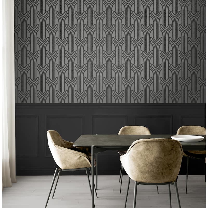 Seabrook Designs Diamond Stripe Glass Beaded Unpasted Wallpaper