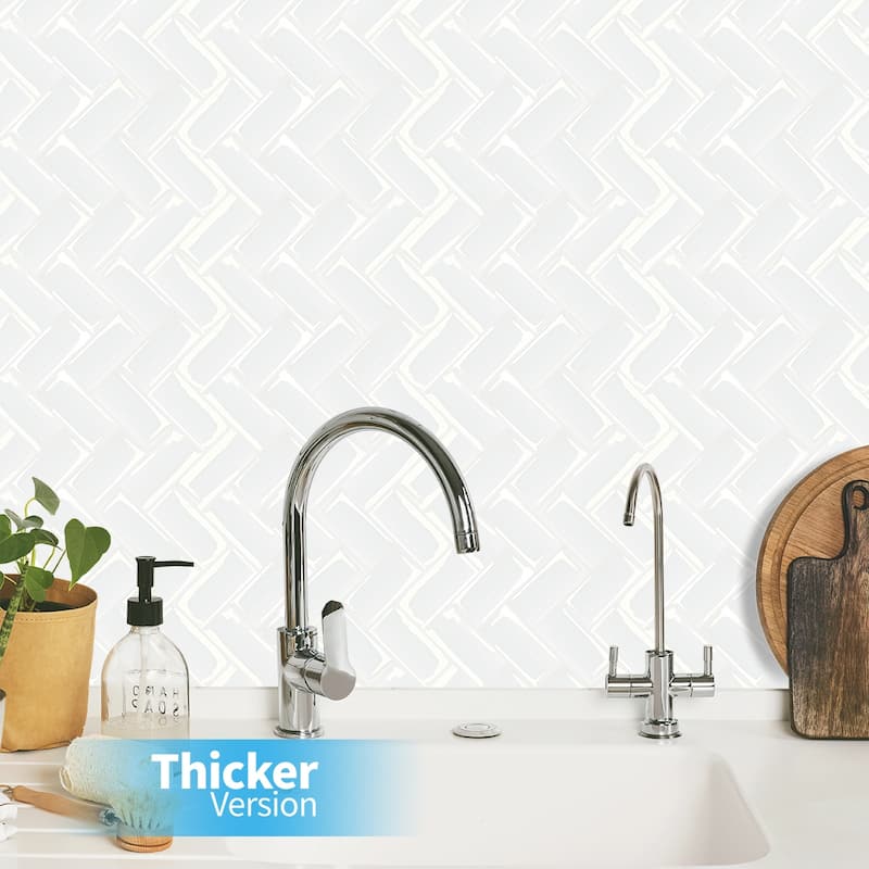 Art3d thicker herringbone peel and stick backsplash tiles