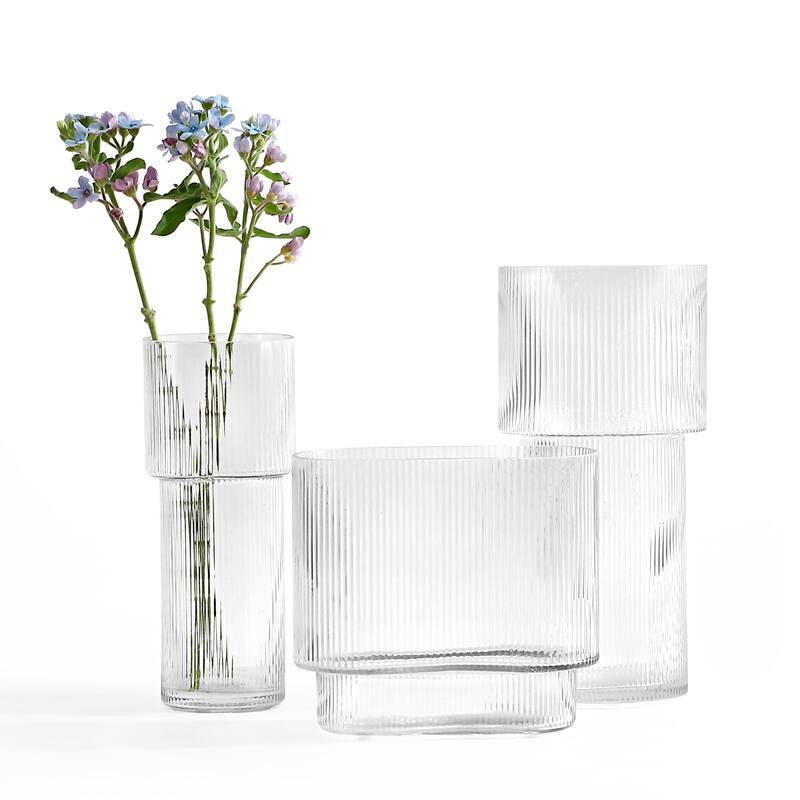 SAFAVIEH Home Ceva Clear Fluted Glass Vase Set of 3
