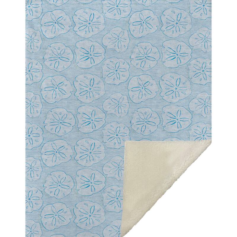 Premium Machine Washable ASB189 Coastal Sand Dollar Sherpa Throw Blanket