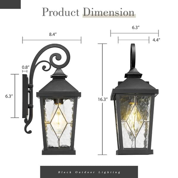 dimension image slide 0 of 3, Farmhouse Outdoor Wall Lantern Exterior Carriage Light for Porch