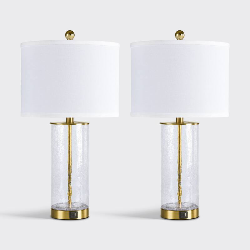 Maxax 26" Modern Blasted Glass Table Lamps Set