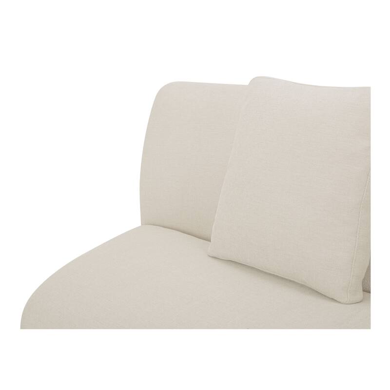 NADAAL STUDIOS Solace Left Arm Facing Modular Sofa, Deep Foam & Fiber Cushioning, Plinth Base, Two Toss Cushions, White