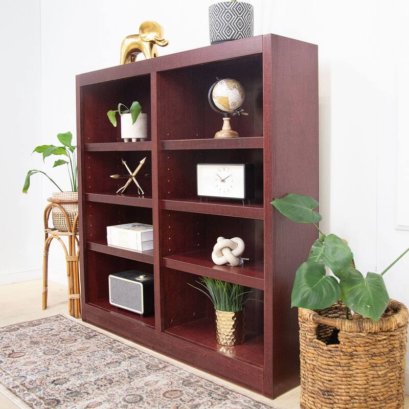 Concepts in Wood Double Wide Wood Bookcase, 8 Shelf, 48 inch Tall