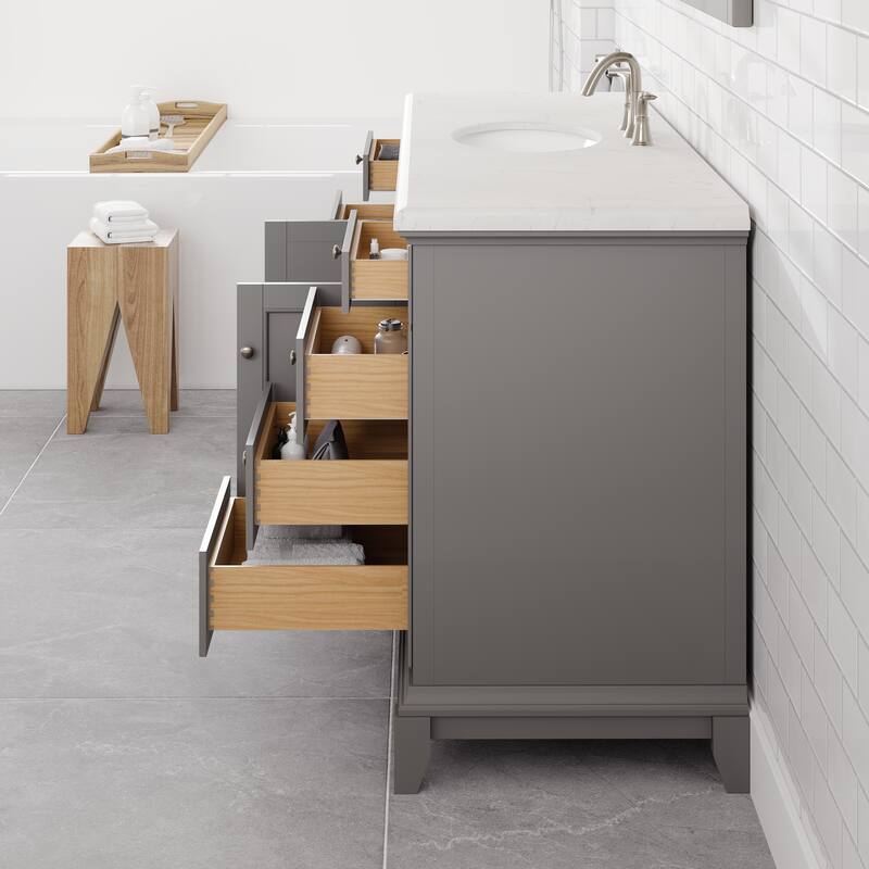 Elite Stamford Bath Vanity with Carrara Quartz Top and Porcelain Sink