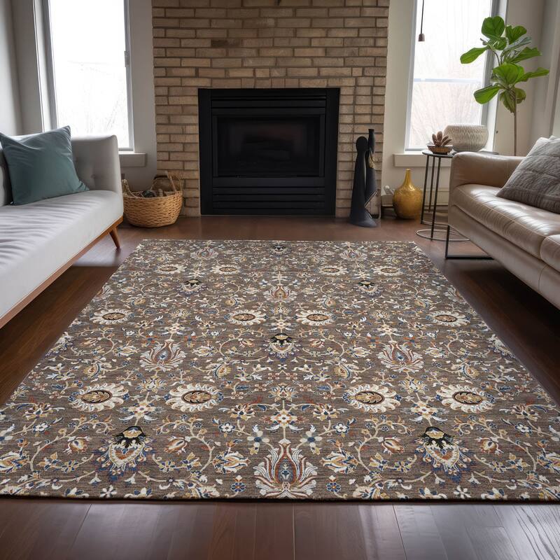Machine Washable Indoor/Outdoor Traditional Persian Chantille Rug