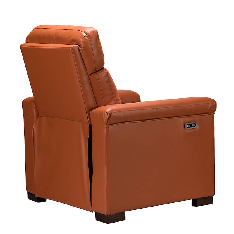 Alicia 34.65" Wide Contemporary Classic Genuine Leather Power Recliner With USB Port, Set of 2