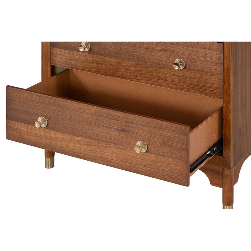 Bedroom Set Walnut Finish Contemporary Bed Nightstand Dresser Mirror Chest