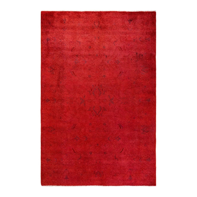 Vibrance, One-of-a-Kind Hand-Knotted Area Rug - Red, 5' 4" x 8' 1" - 5' 4" x 8' 1"