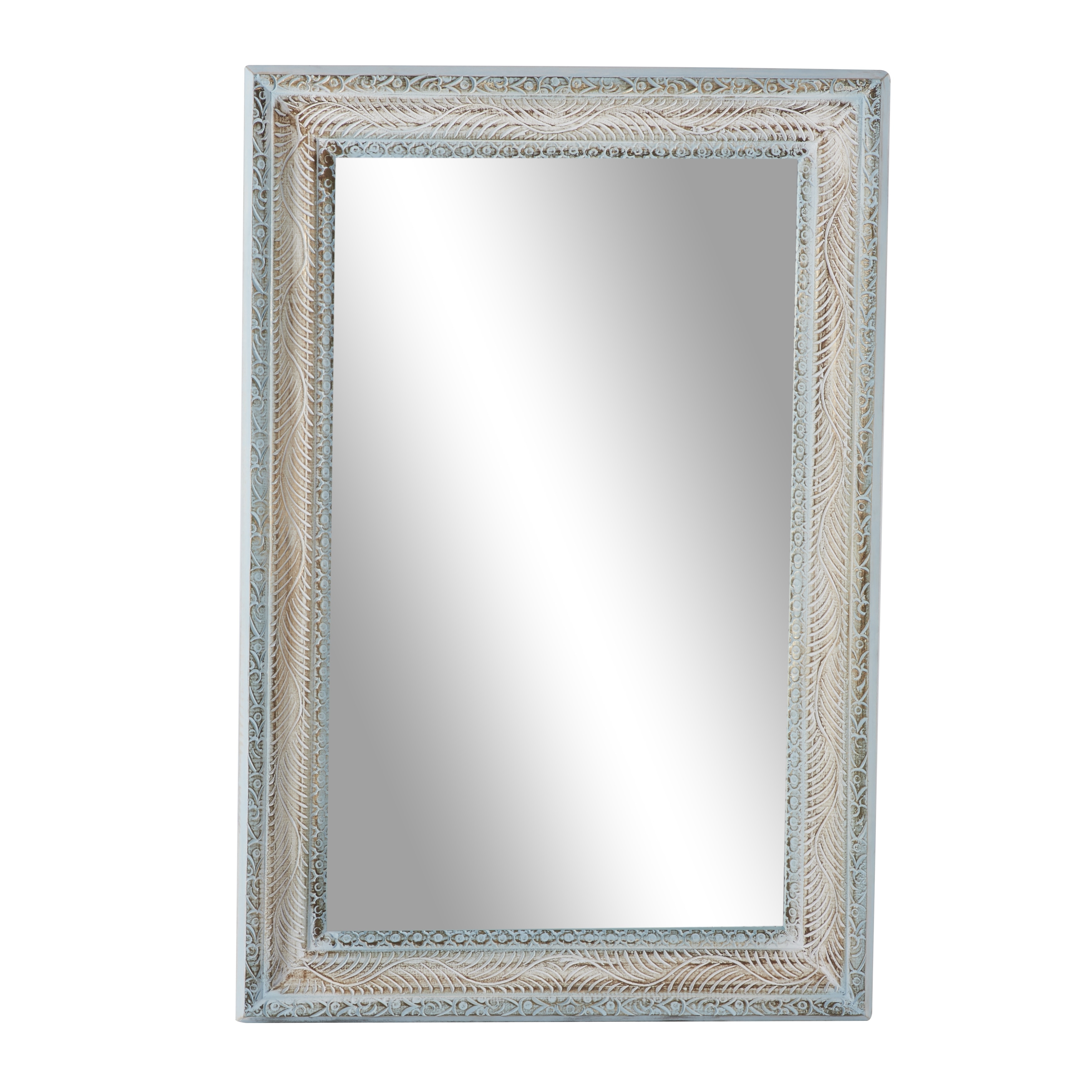 radium Proverb friendly White Wood Farmhouse Wall Mirror 48 x 32 x 3