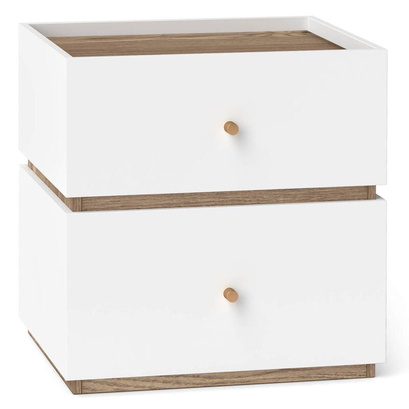 Costway 1/2 PCS 2-Drawer Nightstand Modern Bedside Table with Storag