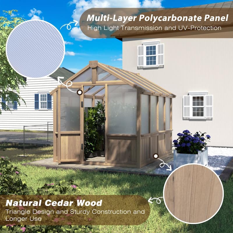 VEIKOUS Walk-in Wooden Greenhouse for Outside, Garden and Backyard, Light Mocha Brown