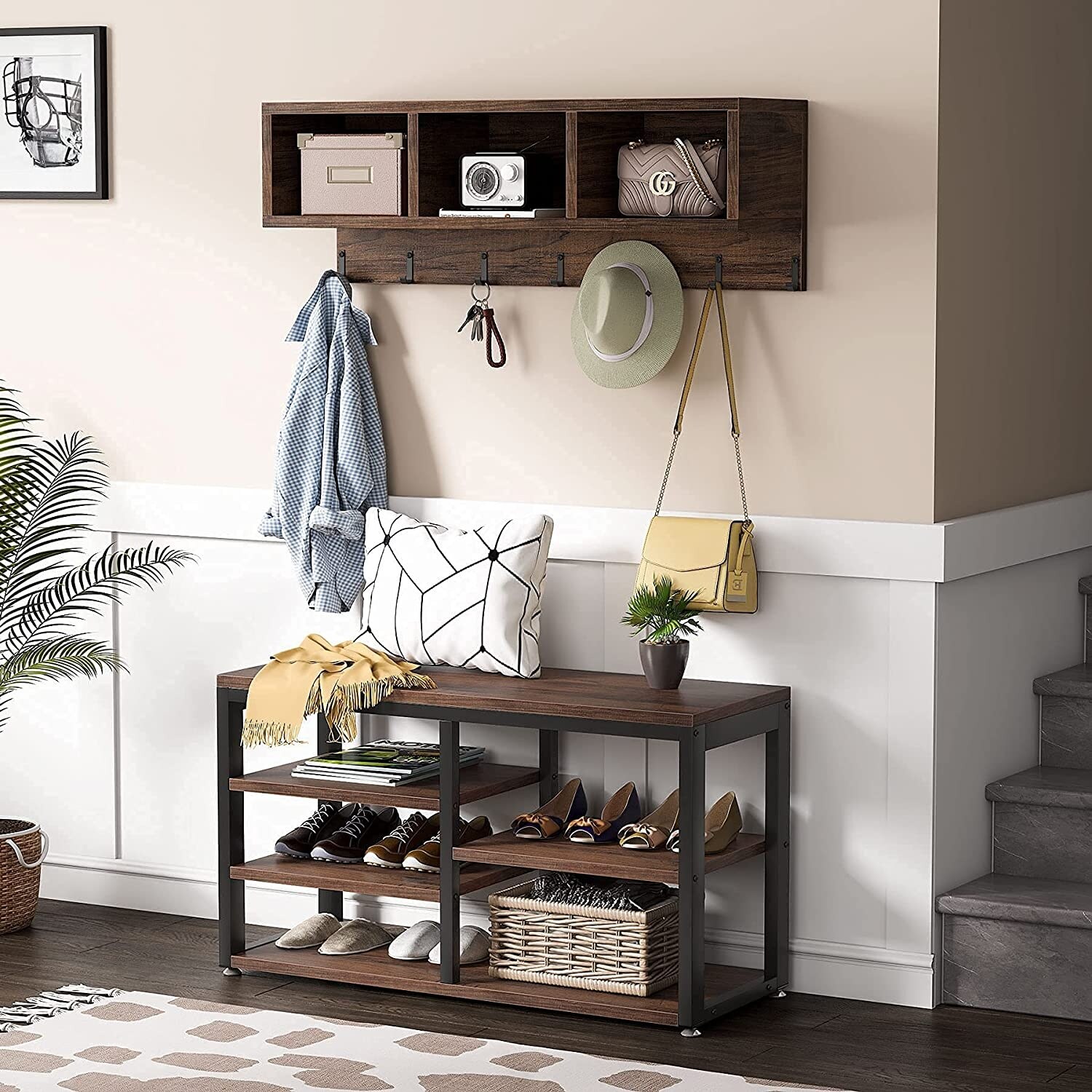 Industrial coat rack hotsell bench