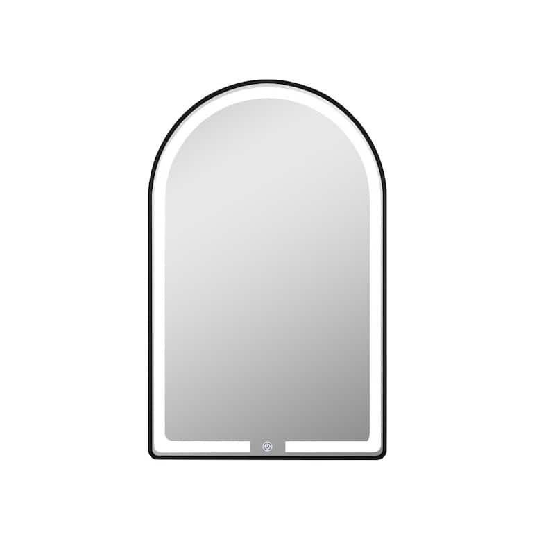 Rita LED 19.6 in. x 31.5 in. Black Metal Framed LED Arch Bathroom Vanity Mirror - 19.5" x 31"
