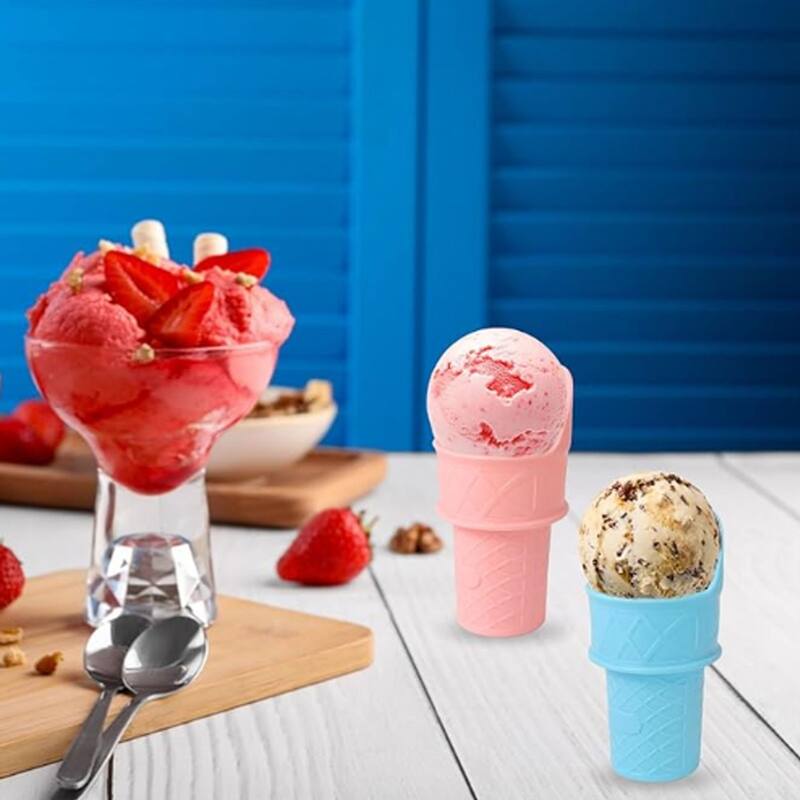 3.94" Ice Cream Cone Scoop, 2Pcs Plastic Reusable Cup Spoon