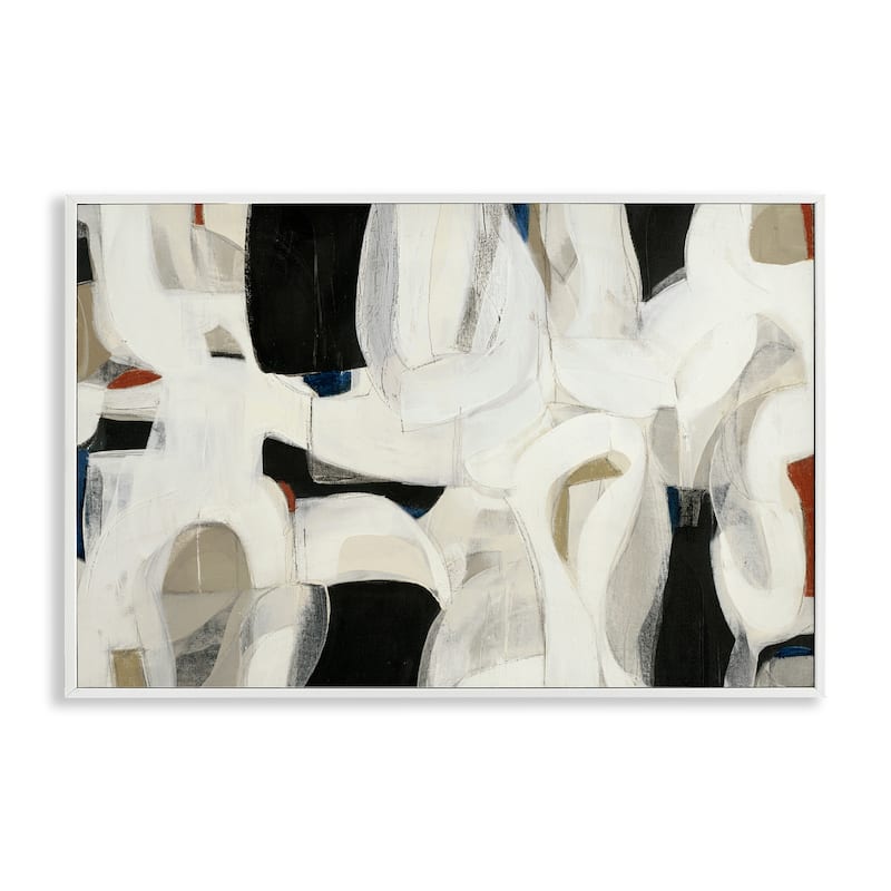 Stupell Dynamic Earthy Shapes Framed Giclee Art Design By Kippi Leonard - 24 x 16 - White