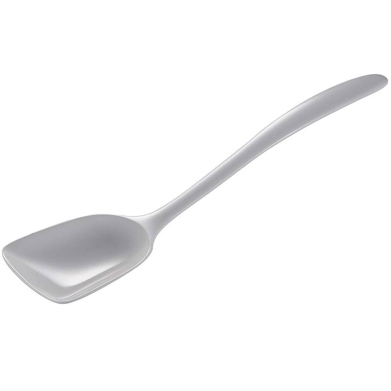 Hutzler 11-Inch Flat-Front Melamine Spoon, BPA-Free Heat Resistant Serving Spoon - White