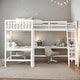 preview thumbnail 1 of 21, Wood Twin Size L-Shaped Loft Bed with Ladder and 2 Built-in L-Shaped Desks White
