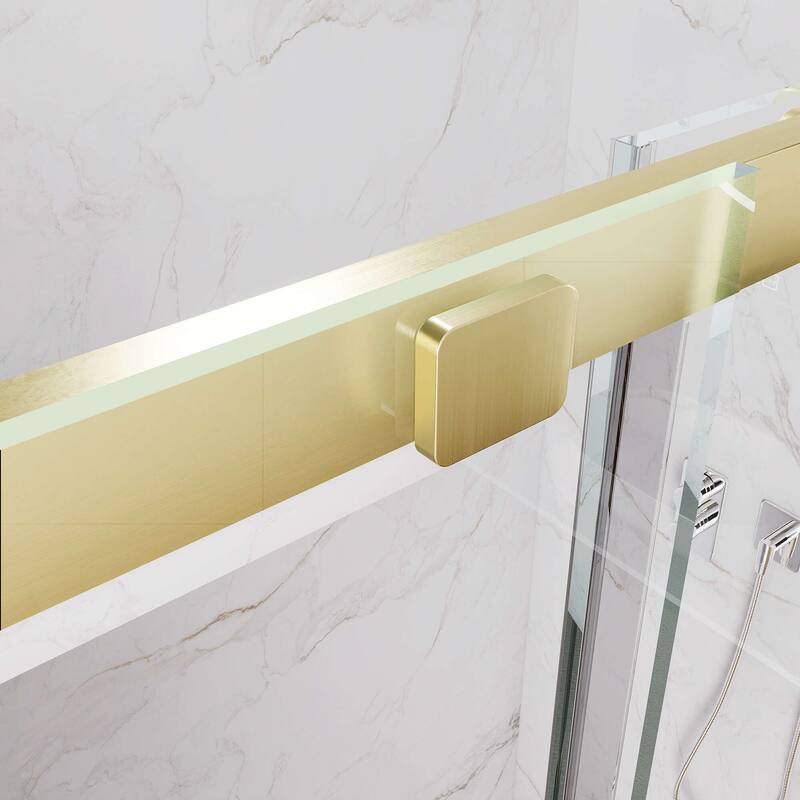 48" x 74" Glass Shower Door Framed Sliding Adjustable Brushed Nickel Clear Shower Enclosure with Hardware Kit