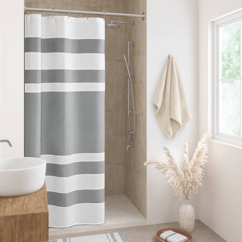 Madison Park Spa Waffle Shower Curtain with 3M Treatment