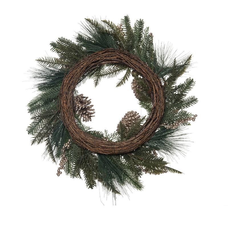 Transpac Artificial 24 in. Multicolor Christmas Pine Wreath
