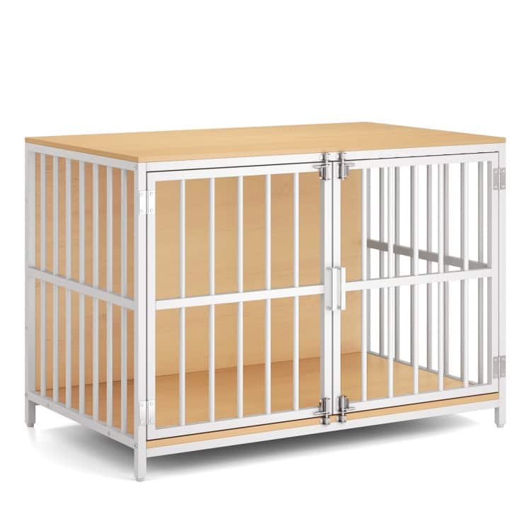 Dog Cage with Lockable Doors and Side Table Indoor Kennel Crate for Small and Medium Dogs