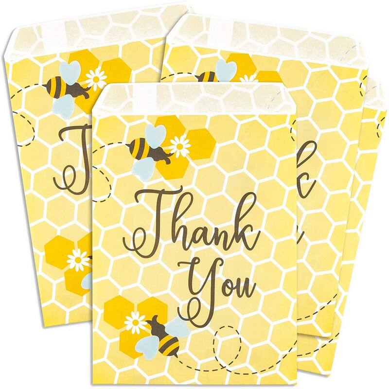 Sparkle and Bash 100pcs Bumblebee Party Favor Goodie Bag for Honey Bee Baby Shower Treat Gifts 7"